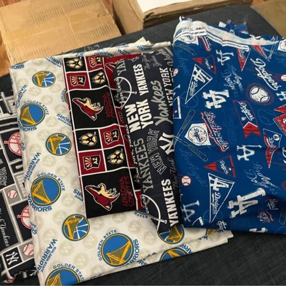 Assorted Sports Team Fabric Remnants - mlb, nba, nhl